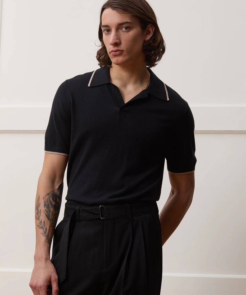 Todd Snyder Silk Cashmere Tipped Montauk Sweater Polo Size M